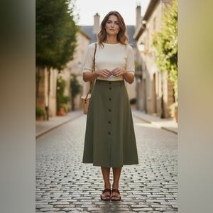 Loft Front Bottom Midi Skirt